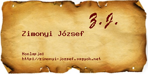 Zimonyi József névjegykártya